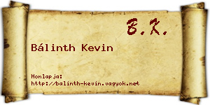Bálinth Kevin névjegykártya