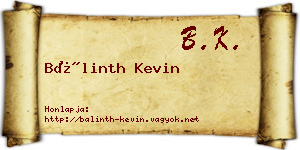 Bálinth Kevin névjegykártya